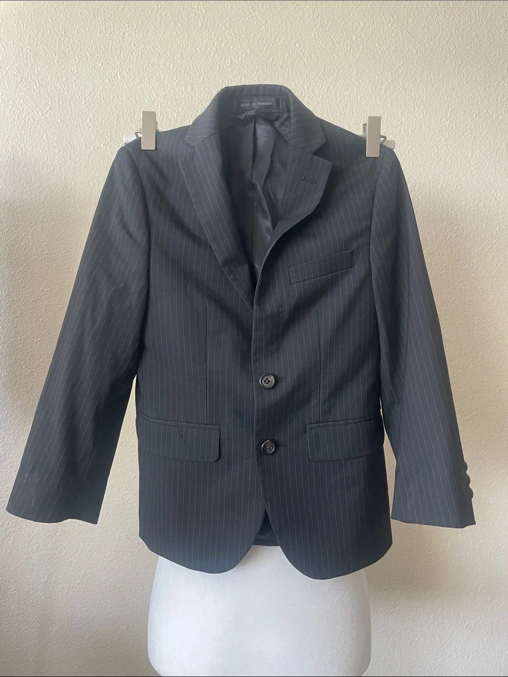 Lauren Ralph Lauren Boys Black Pinstripe Suit Blazer Jacket Formal Dress Coat S